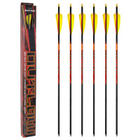 Complete Arrow | Black EAGLE Outlaw Feather .005 - Carbon - Fletched at Factory - 6 Pieces | Spine: 700